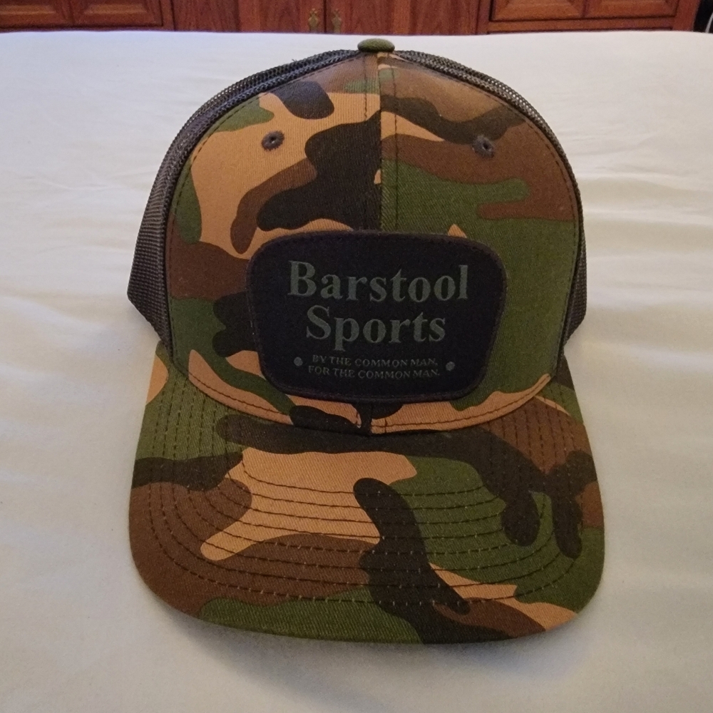 Barstool Sports Camo/Black Snapback Trucker Hat. OSFA.